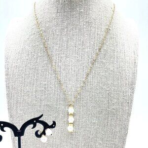 WORLD MARKET Triple Faux Pearl Drop Necklace and Earring Set Gold Tone